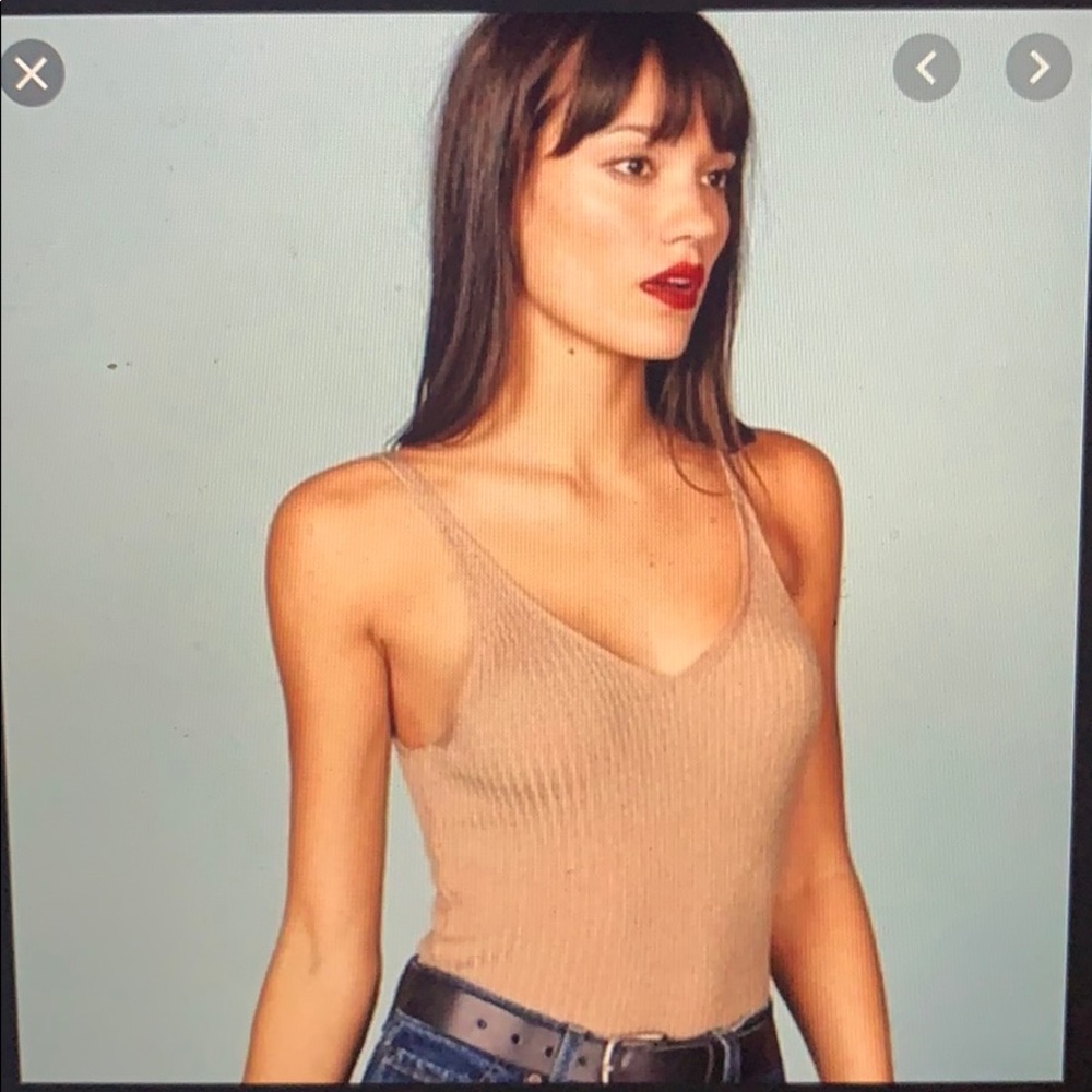 Reformation ribbed top in blush pink xs